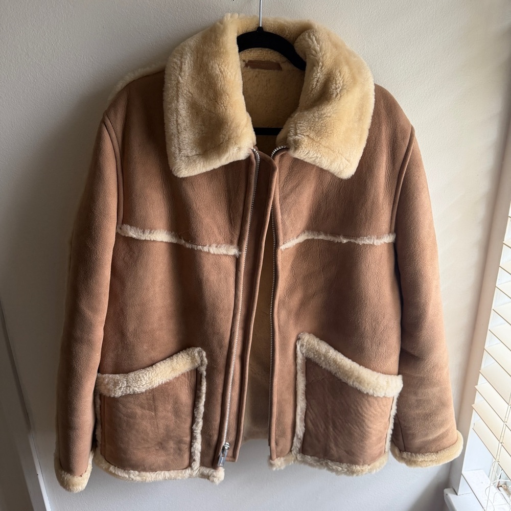 Vintage 70s Sheepskin Shearling Fur Lined Coat